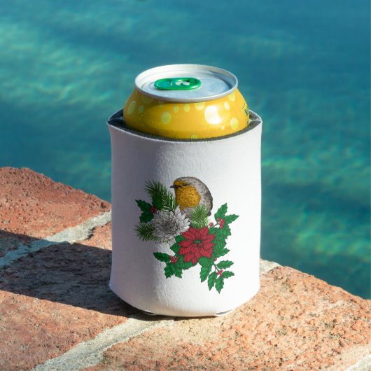 Rode robin op kerstversiering blikjeskoeler (Insitu Zwembad)