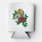 Rode robin op kerstversiering blikjeskoeler (Voorkant)