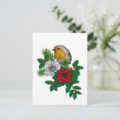 Rode robin op kerstversiering briefkaart (Staand voorkant)