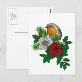 Rode robin op kerstversiering briefkaart (Voorkant / Achterkant)