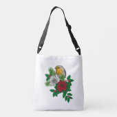 Rode robin op kerstversiering crossbody tas (Achterkant)