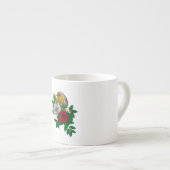 Rode robin op kerstversiering espresso kop (Voorkant rechts)