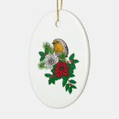 Rode robin op kerstversiering keramisch ornament (Links)