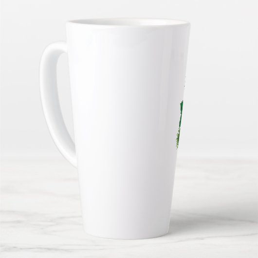 Rode robin op kerstversiering latte mok (Linkerhoek)