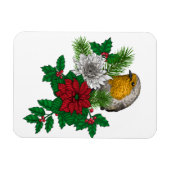 Rode robin op kerstversiering magneet (Horizontaal)