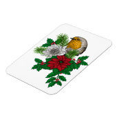Rode robin op kerstversiering magneet (Linkerzijde)