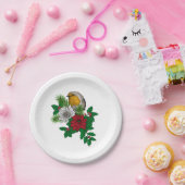 Rode robin op kerstversiering papieren bordje (Feest)