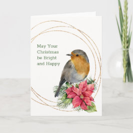 Rode robin, Poinsettia, pijnhout, heilige kerst Feestdagen Kaart