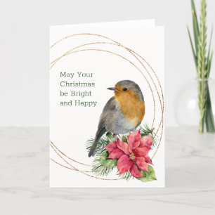 Rode robin, Poinsettia, pijnhout, heilige kerst Feestdagen Kaart