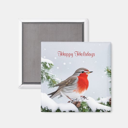 Rode Robin Vakantie Kerstmagneet Magneet (Voorkant / Achterkant)