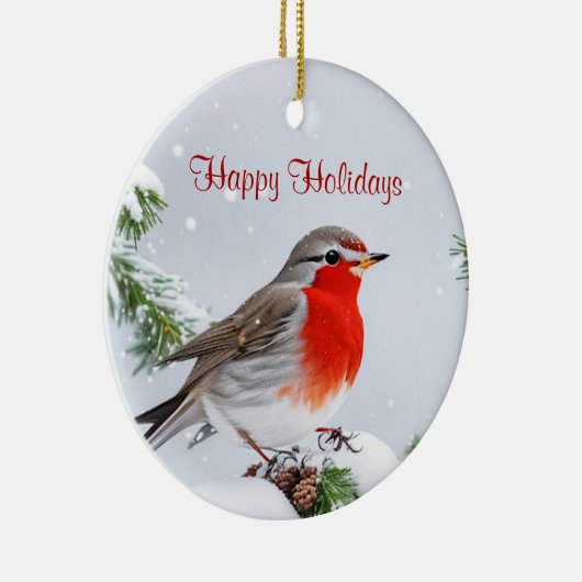 Rode Robin Vakantie Kerstmis Ornament (Rechts)