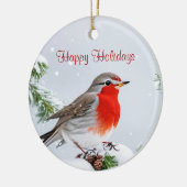Rode Robin Vakantie Kerstmis Ornament (Links)