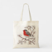 Rode Robin Vogel in Sneeuw Tote Bag (Achterkant)