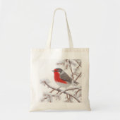 Rode Robin Vogel in Sneeuw Tote Bag (Voorkant)