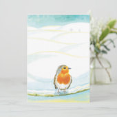 Rode Robin Vogel & Winter Illustratie Feestdagenkaart (Staand voorkant)