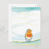 Rode Robin Vogel & Winter Illustratie Feestdagenkaart (Voorkant / Achterkant)