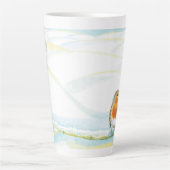 Rode Robin Vogel & Winter Landschap Latte Mok (Voorkant)