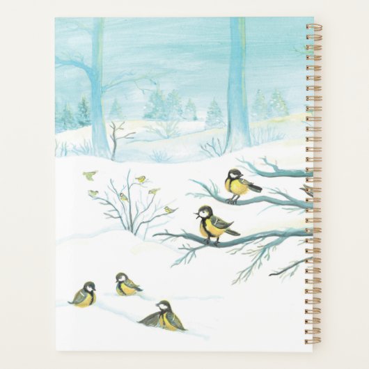 Rode Robins en Tit Birds in het winterbos Planner (Achterkant)