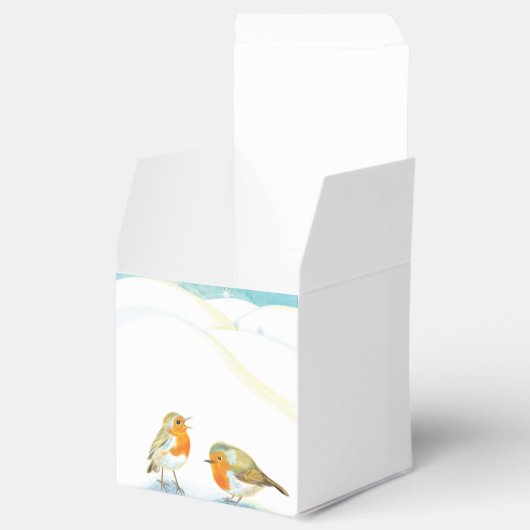 Rode Robins in de winter Bedankdoosjes (Geopend)