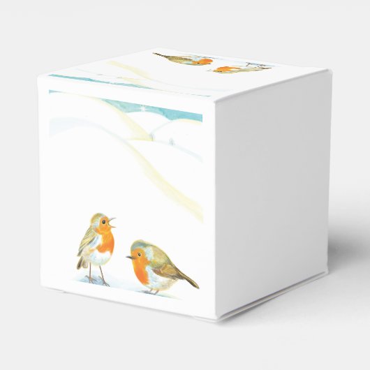 Rode Robins in de winter Bedankdoosjes (Achterkant)