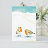 Rode Robins in de winter Bedankkaart (Staand voorkant)