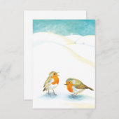 Rode Robins in de winter Bedankkaart (Voorkant / Achterkant)