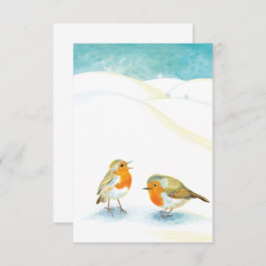 Rode Robins in de winter Bedankkaart (Voorkant / Achterkant)