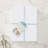 Rode Robins in de winter Cadeaulabel (Met Touw)