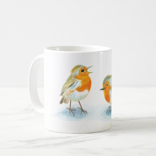 Rode Robins in de winter Koffiemok (Voorkant links)