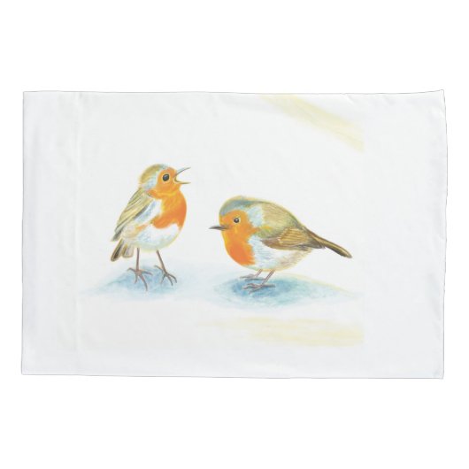 Rode Robins in de winter Kussensloop (Achterkant)