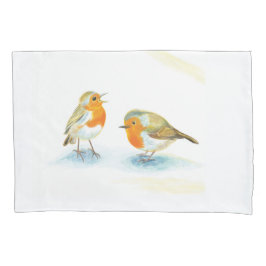 Rode Robins in de winter Kussensloop