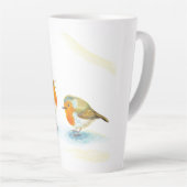 Rode Robins in de winter Latte Mok (Rechterhoek)
