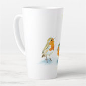 Rode Robins in de winter Latte Mok (Linkerhoek)