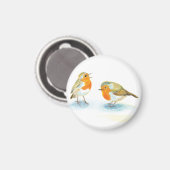 Rode Robins in de winter Magneet (Voorkant / Achterkant)
