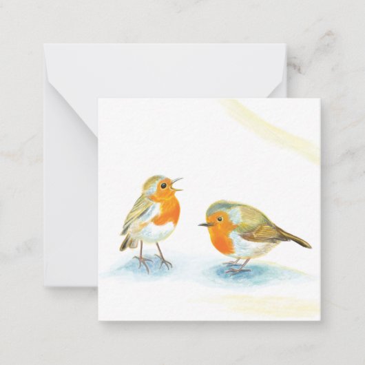 Rode Robins in de Winter  Notitiekaartje (Voorkant)