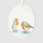 Rode Robins in de winter Ornament (voorkant)