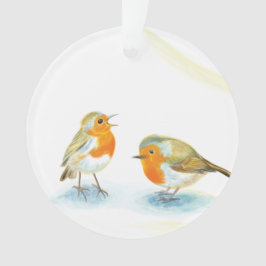 Rode Robins in de winter Ornament