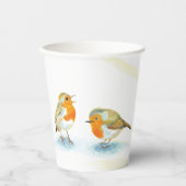 Rode Robins in de winter Papieren Bekers (Voorkant)