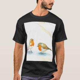Rode Robins in de Winter  T-shirt