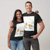 Rode Robins in de Winter T-shirt (Unisex)