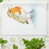 Rode Robins in de winter Theedoek (Gevouwen)