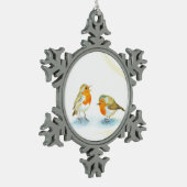 Rode Robins in de winter Tin Sneeuwvlok Ornament (Links)
