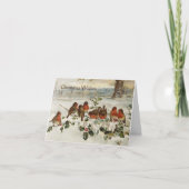 - Rode Robins met kerst, Feestdagen Kaart (Voorkant)