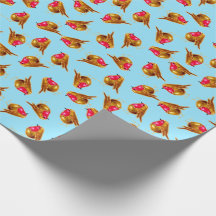 Rode robins met kerstavaar blauw