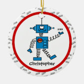 Rode Robot Gepersonaliseerde Jongen Kerstversierin Keramisch Ornament (Voorkant)