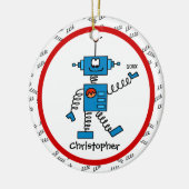 Rode Robot Gepersonaliseerde Jongen Kerstversierin Keramisch Ornament (Links)