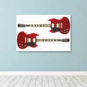RODE ROCK GITAREN 16x24 Canvas Afdruk (Insitu (Houten vloer))