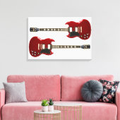 RODE ROCK GITAREN 16x24 Canvas Afdruk (Insitu (Woonkamer))