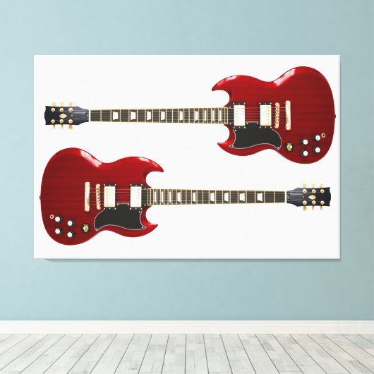 RODE ROCK GITAREN 32x48 Canvas Afdruk (Insitu (Houten vloer))