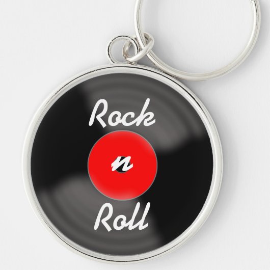 Rode Rock N Roll Record Sleutelhanger (Voorkant)